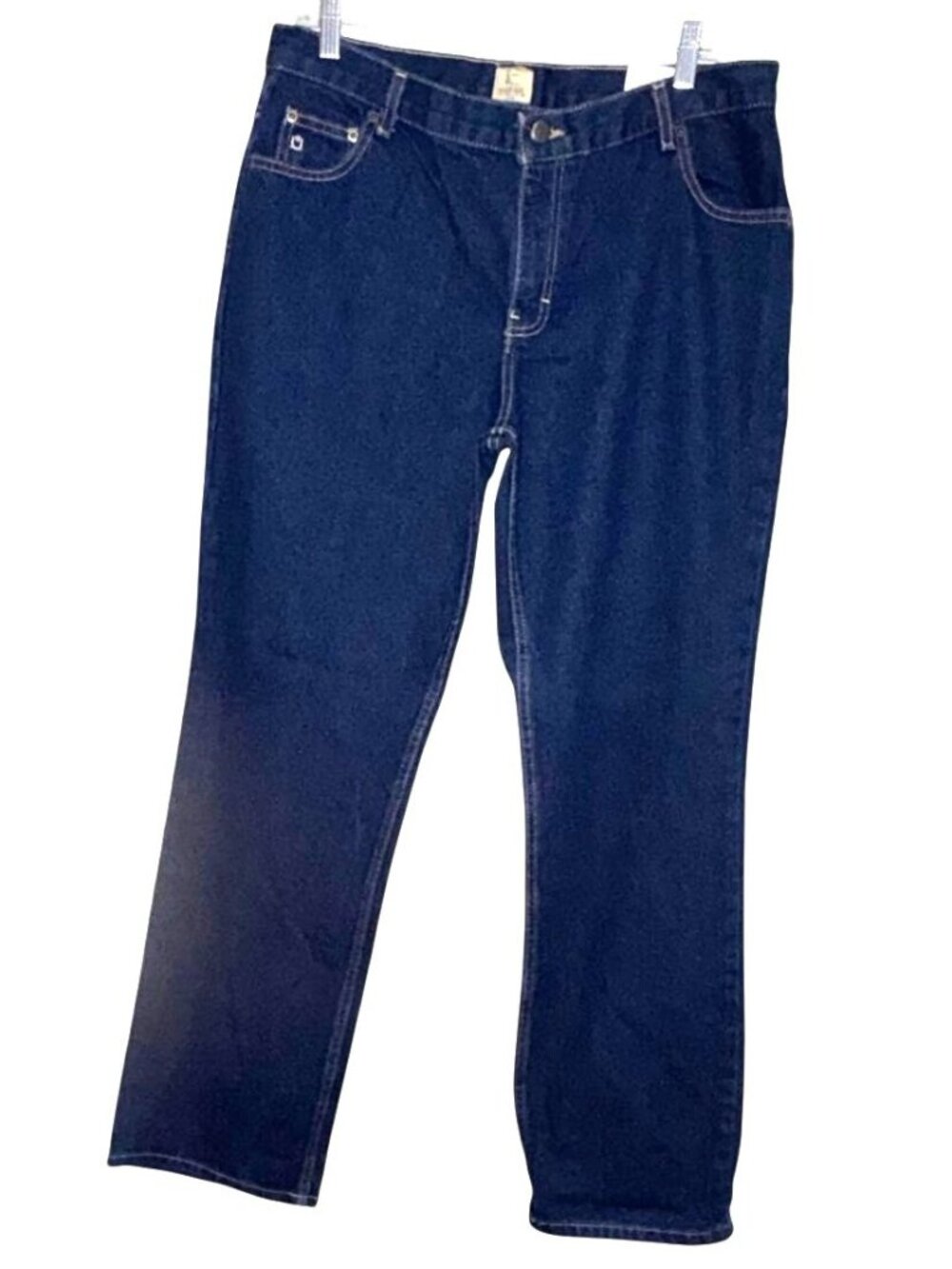Womens Dark Blue Denim Jeans Size 18 Illusion Casual Straight Leg 100% Cotton
